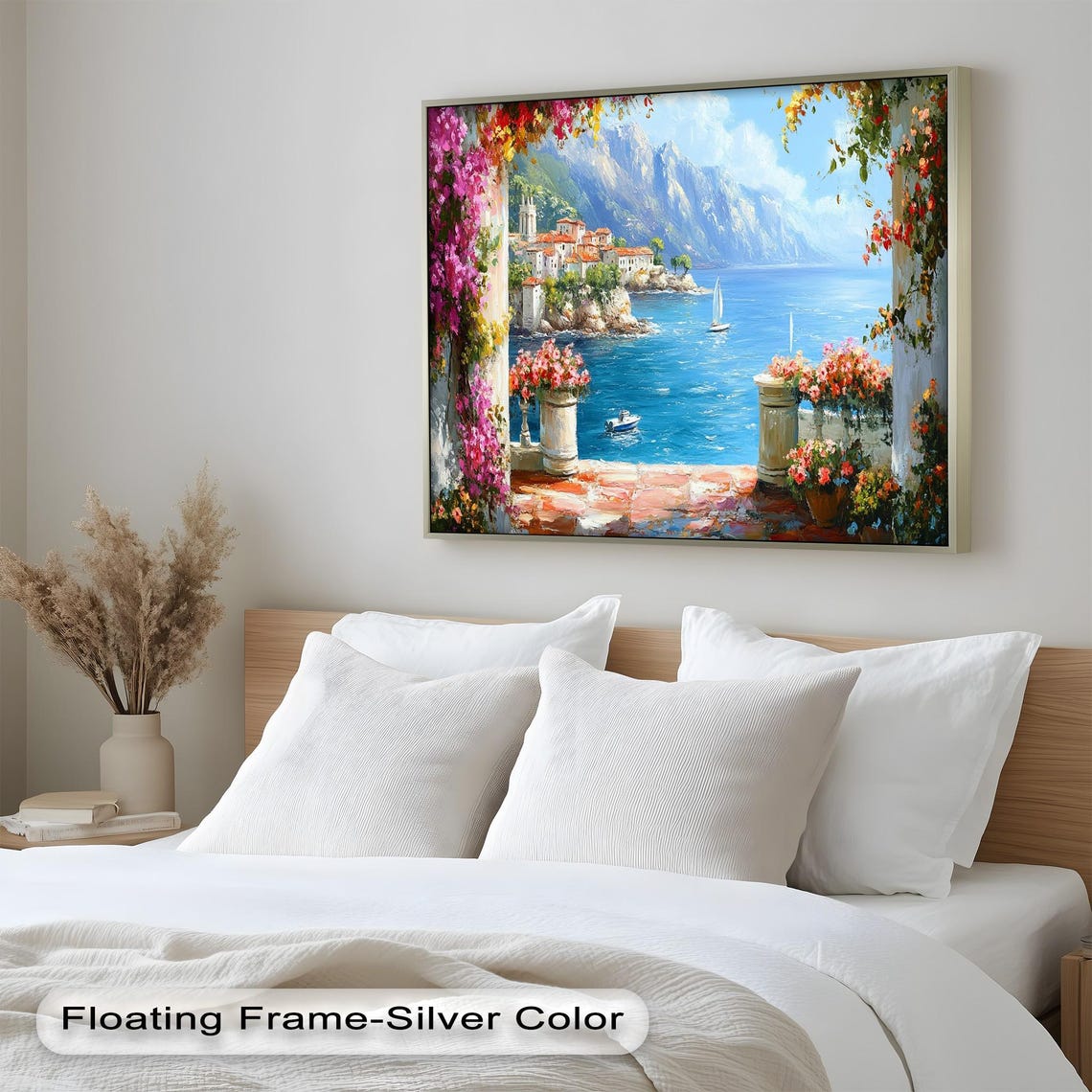 Mediterranean Seaside Oil Painting, Coastal Landscape Art Print - Image 2