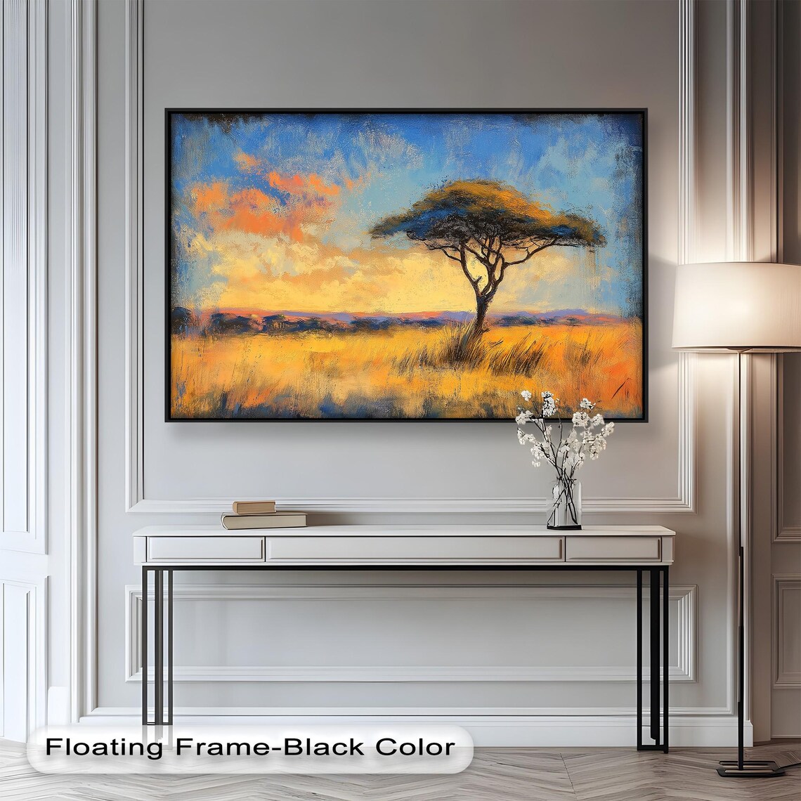 African Tree Art Print, Vibrant Sunset Landscape