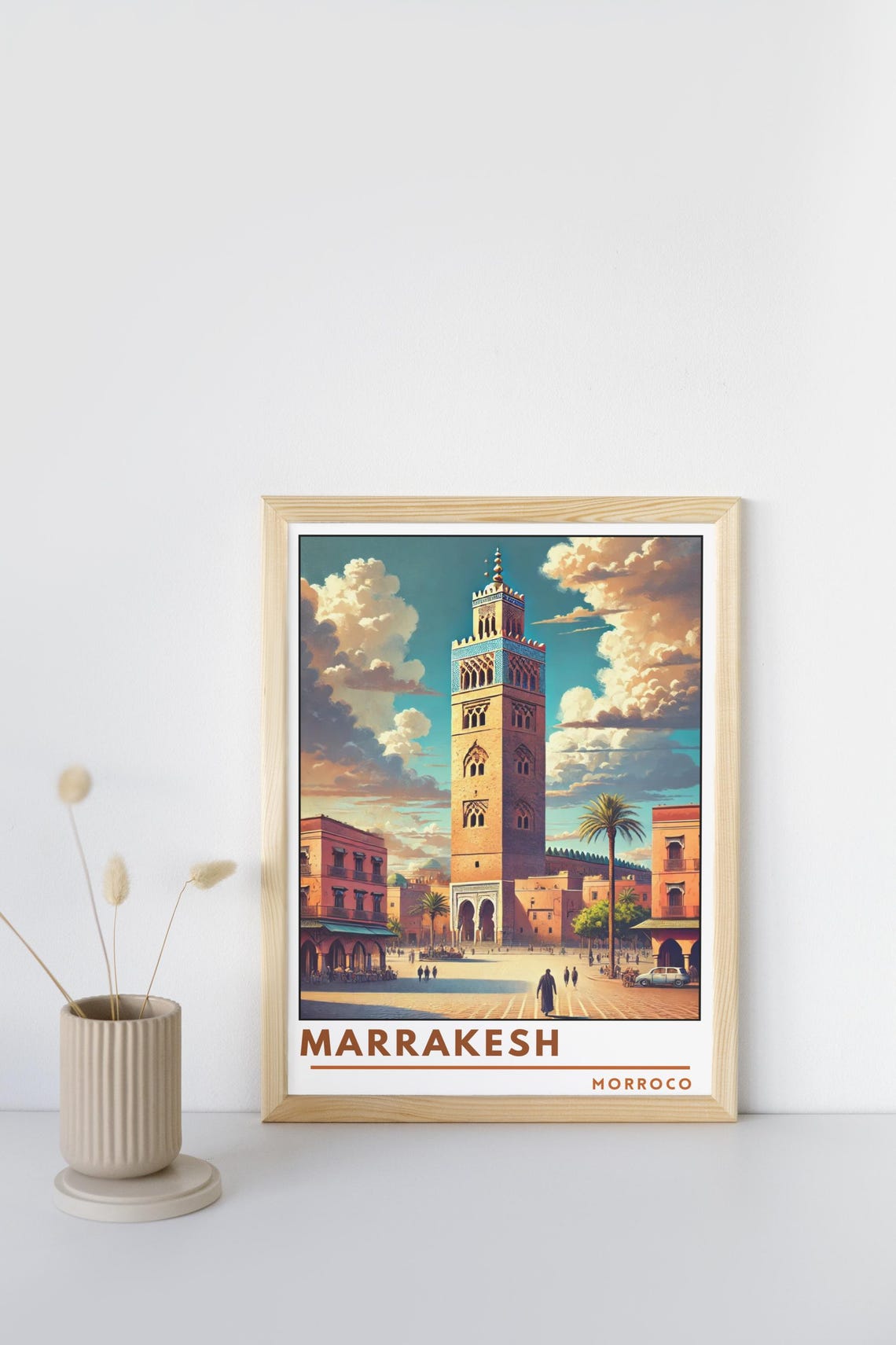 Marrakesh Morocco Koutoubia Mosque Medina Square Vintage Poster - Image 2