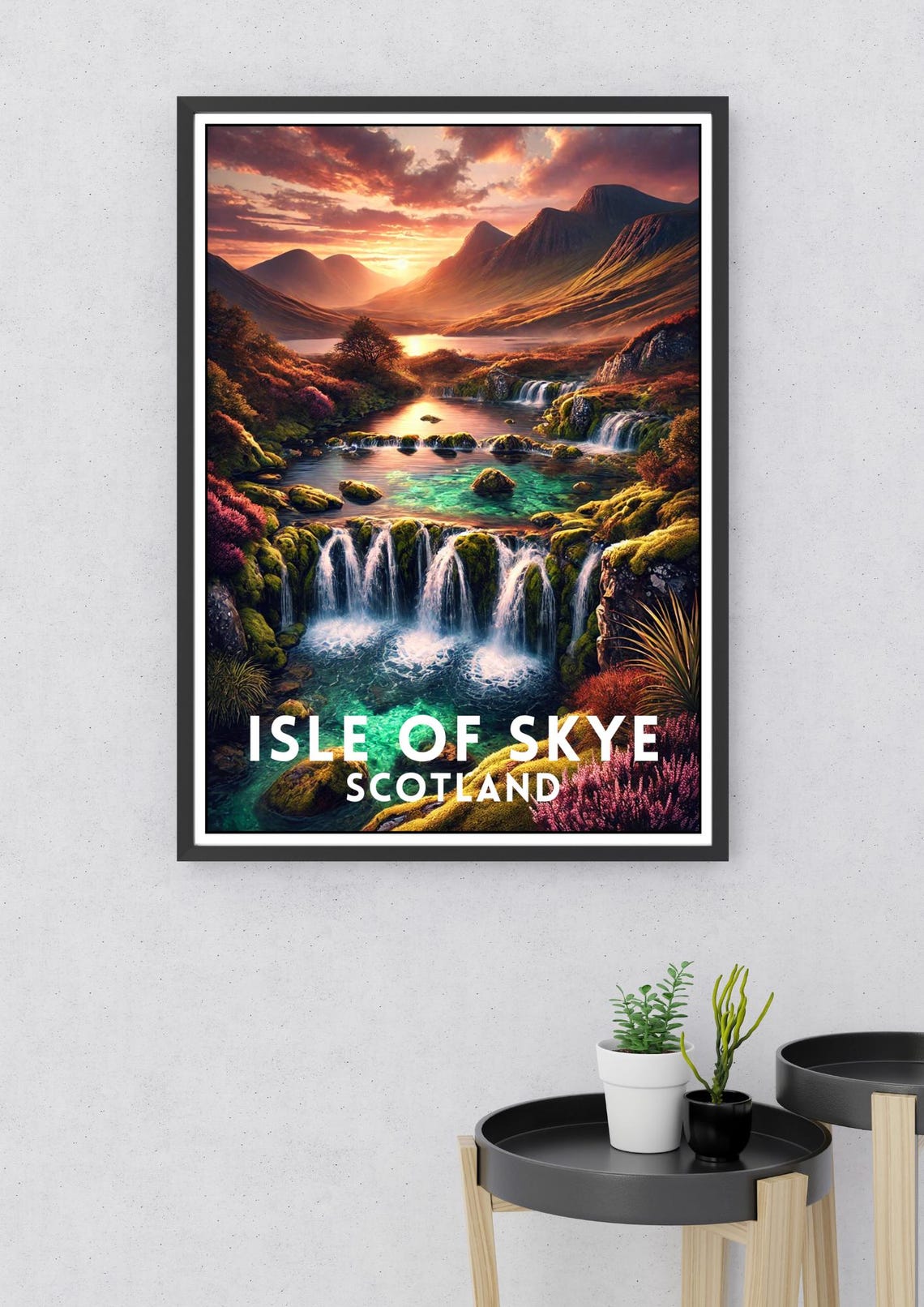 Isle of Skye Scotland Waterfall Sunset Highland Travel Poster - Image 2