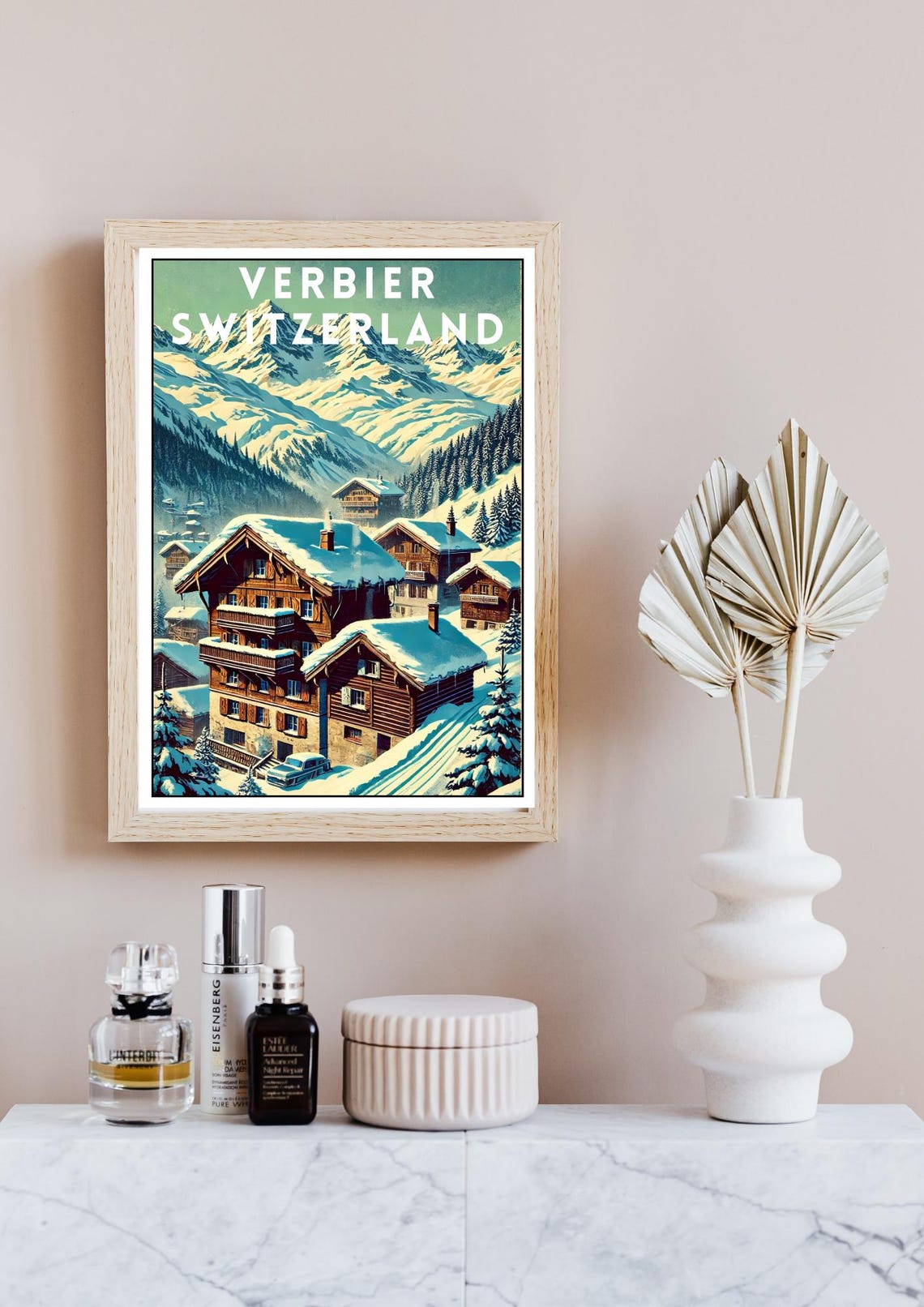 Verbier Switzerland Swiss Alps Ski Chalet Village Winter Poster - Image 4