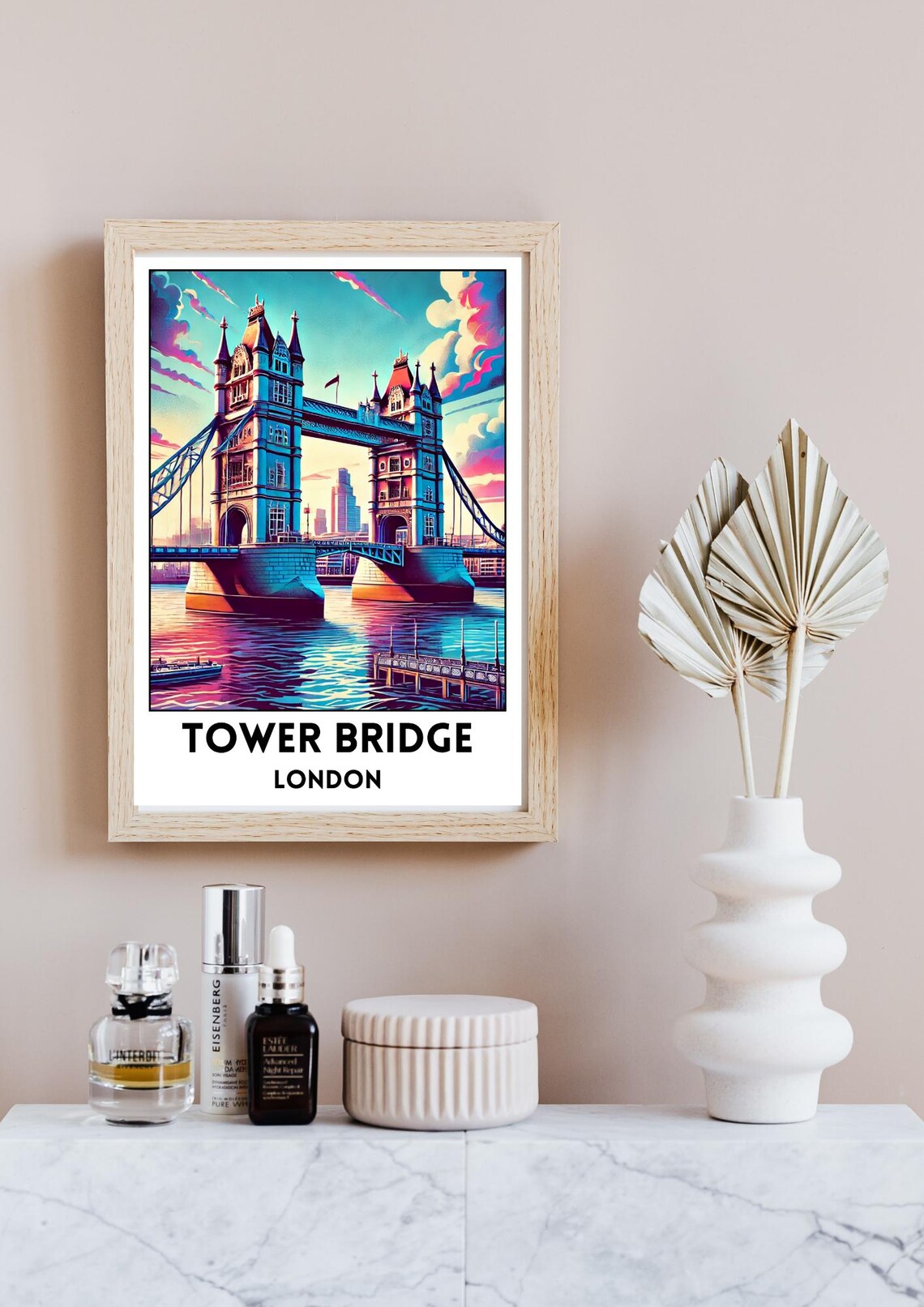 London Tower Bridge Art Poster London Print England City Travel Wall Art Tower Bridge Home Decor Vibrant London Wall Art London Gift - Image 4