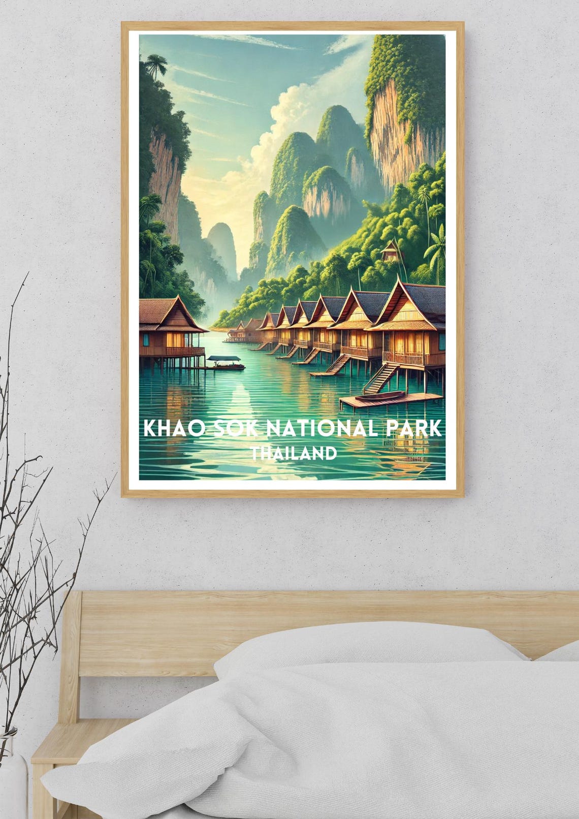 Khao Sok Thailand Floating Bungalows Jungle Lake Vintage Travel Poster - Image 5