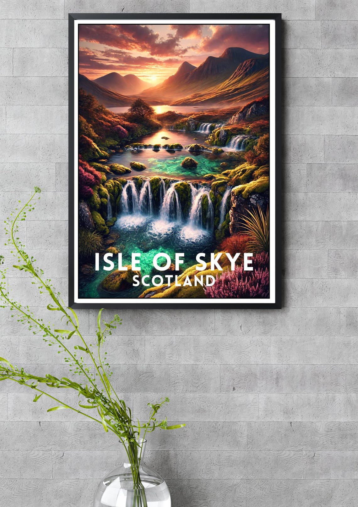 Isle of Skye Scotland Waterfall Sunset Highland Travel Poster - Image 3