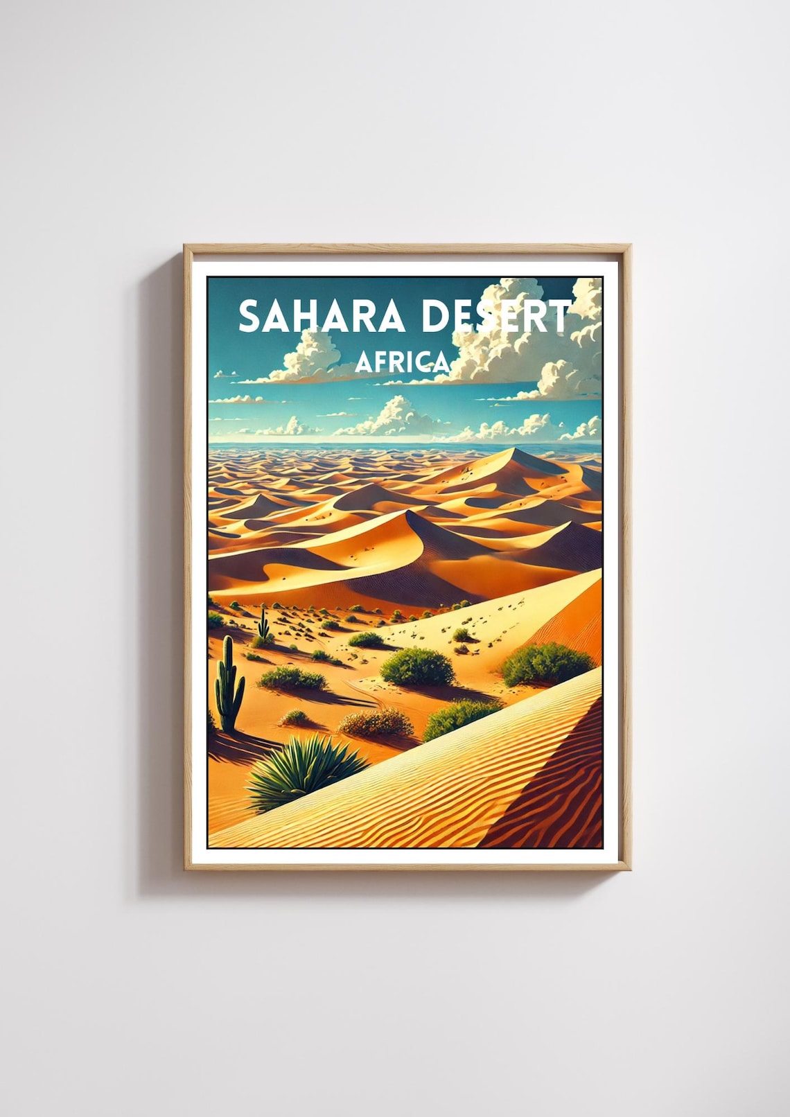 Sahara Desert Travel Poster, Africa Landscape