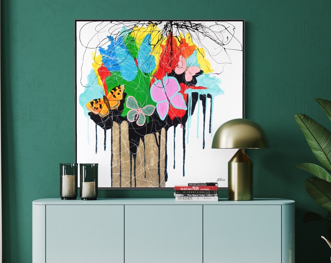 Butterflies Abstract Painting, Contemporary Art Print - Image 4