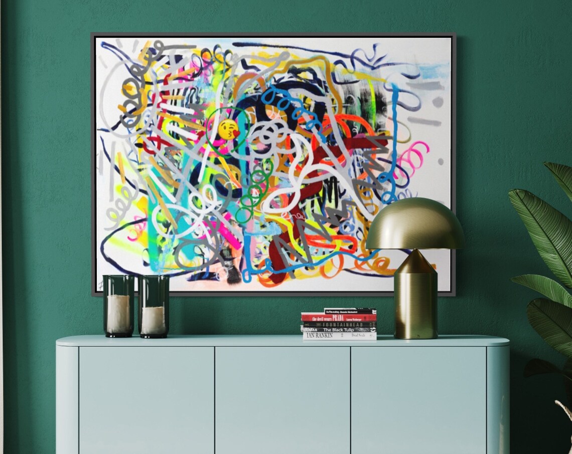 Colorful Abstract Art Print, Maximalist Eclectic Decor - Image 2