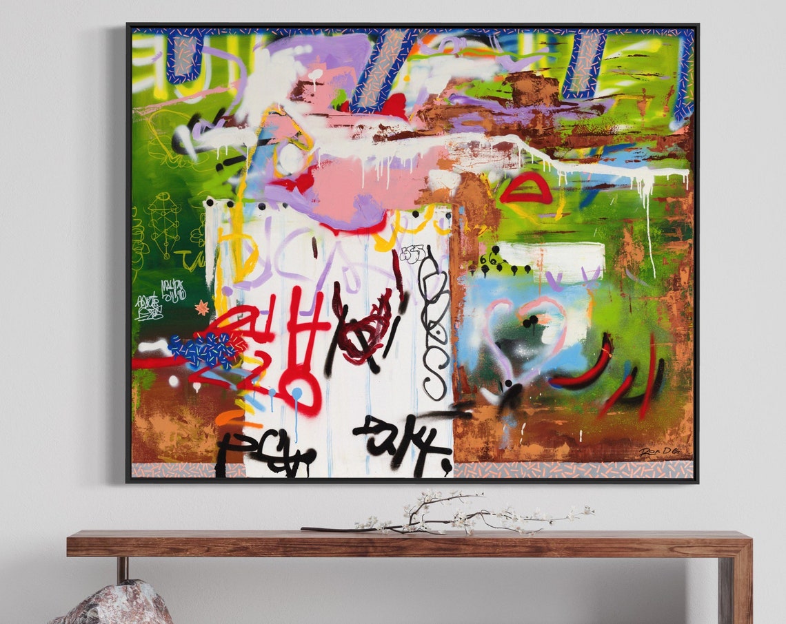 Green Graffiti Tag Wall Vertical Street Art Abstract Artwork Poster - Image 4