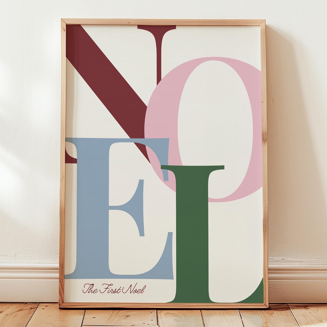 Colorful NOEL Letters The First Noel Christmas Typography Wall Art