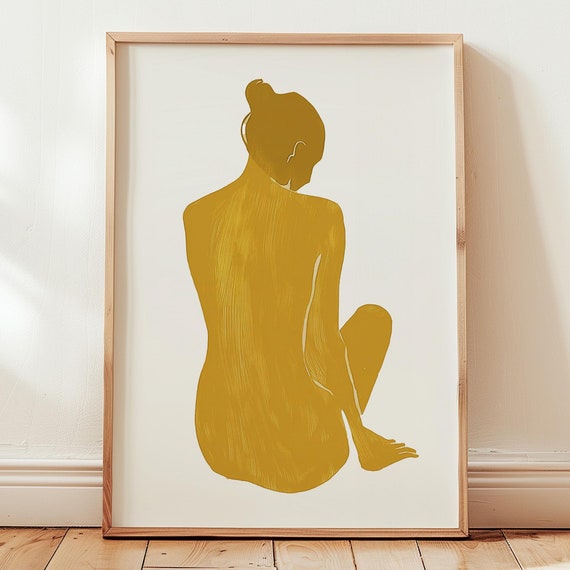 Boho Woman Art Print Minimalist Midcentury Modern Wall Hanging