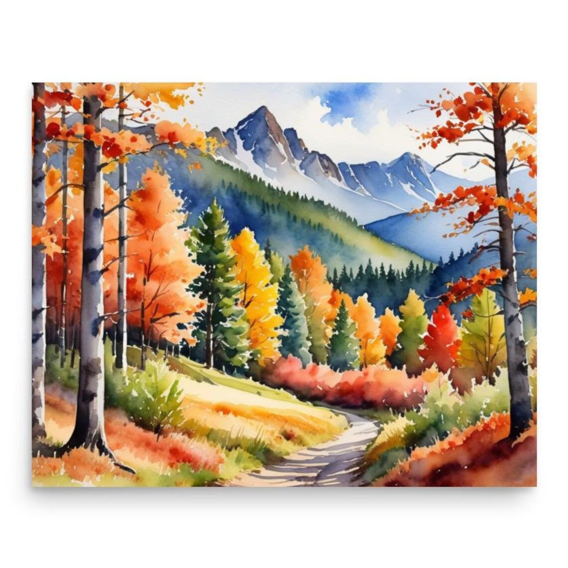 Aspen, Colorado Autumn Mountain Landscape Watercolor Art Print