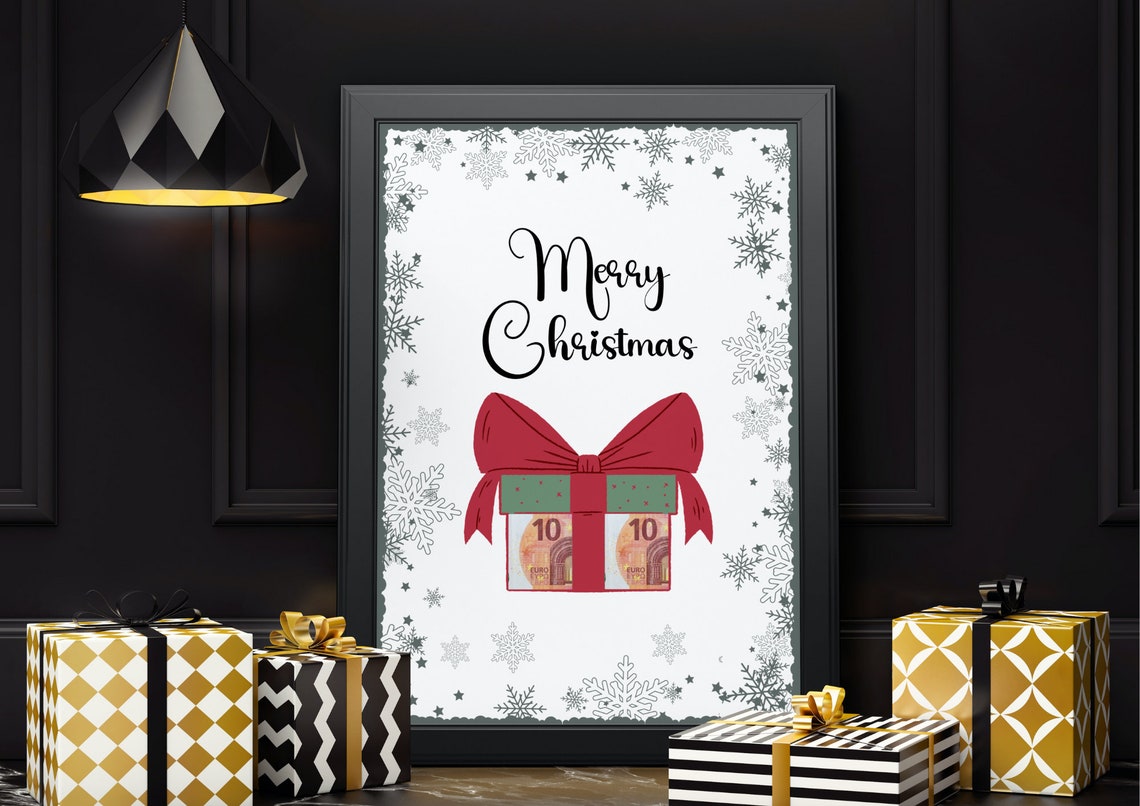 Merry Christmas Money Gift Box With Snowflakes Keepsake Poster - Image 3