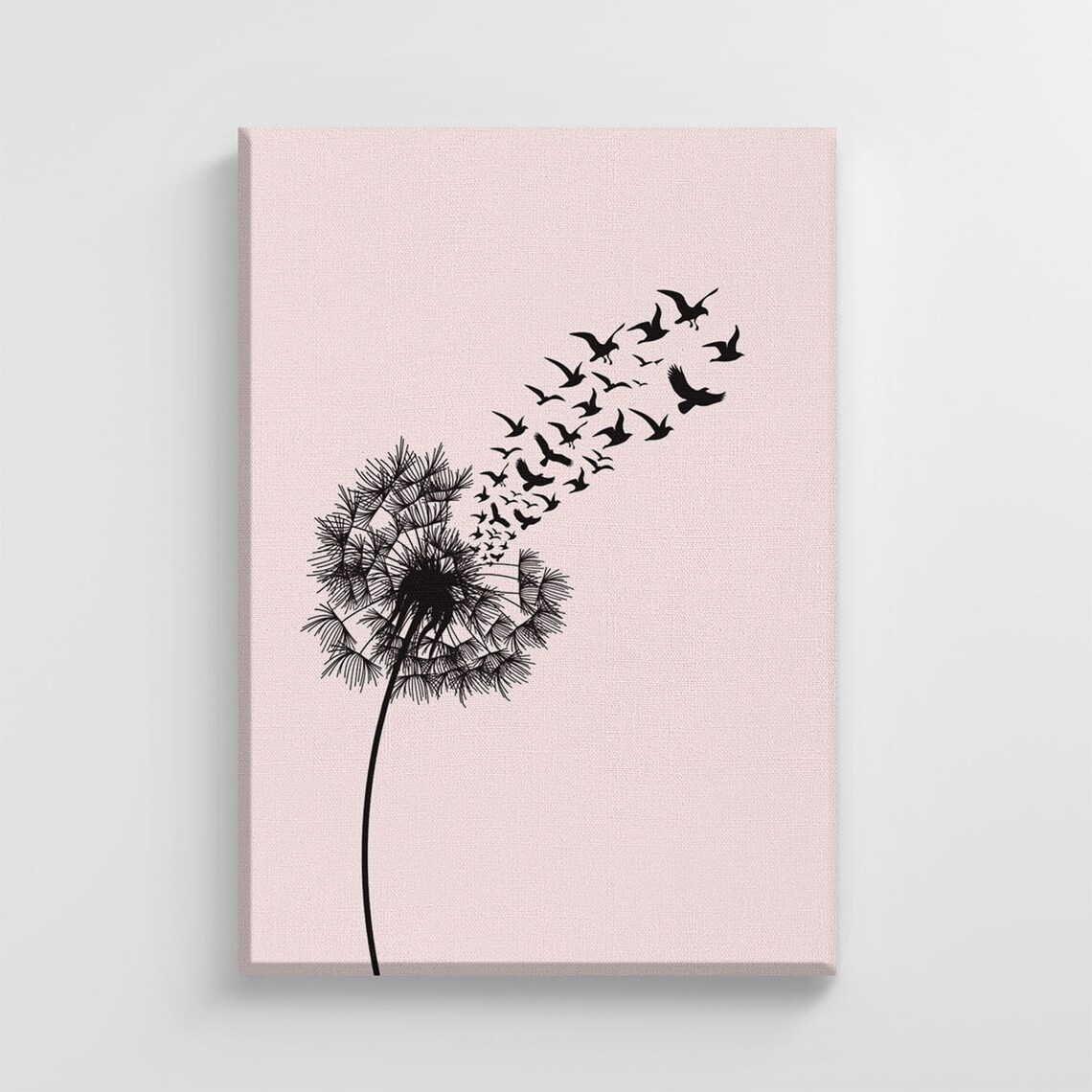 Pink Dandelion Flying Birds, Nature Nursery Decor