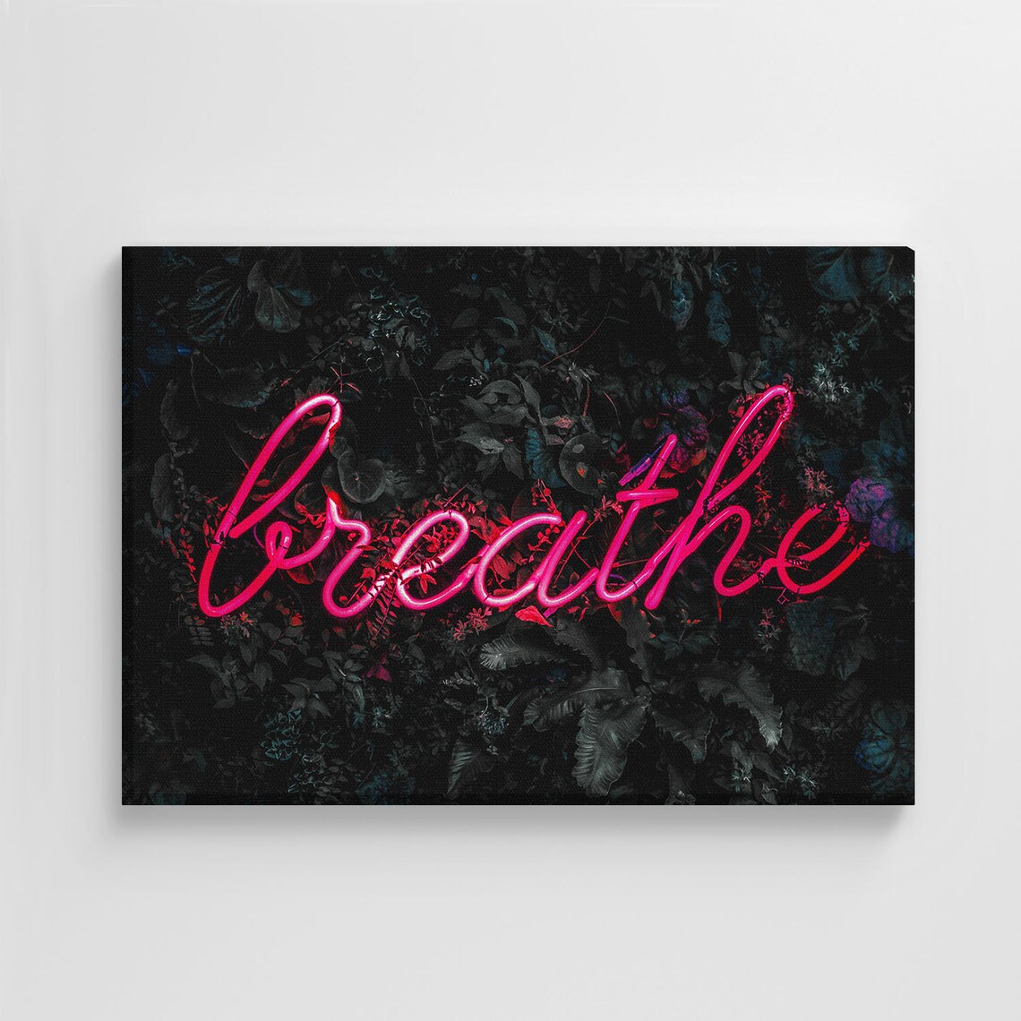 Breathe Quote Plants Pattern, Nursery Decor