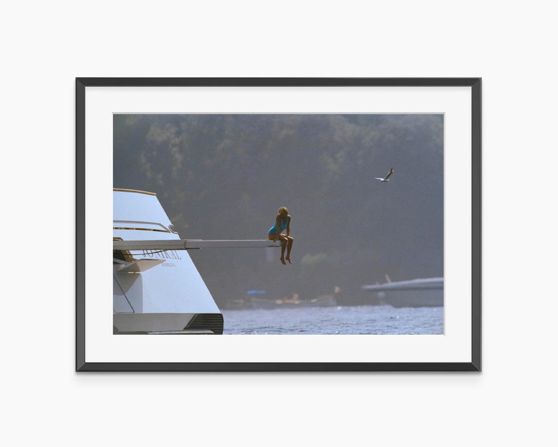 Princess Diana Yacht Diving Board Summer Swimsuit Photography Poster