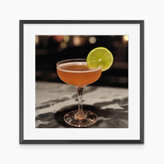 Orange Cocktail with Lime in Coupe Glass Moody Bar Photo Poster