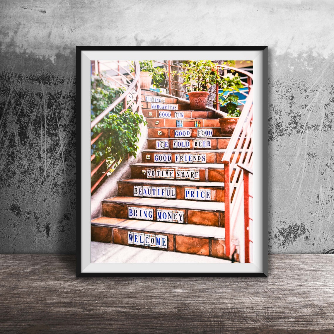 Welcome Margaritas Tiled Staircase Mexican Restaurant Photo Poster