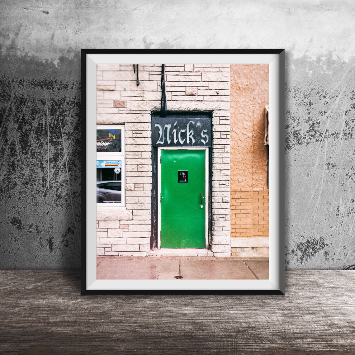 Nicks Bar Green Door Stone Facade Platteville Wisconsin Tavern Poster