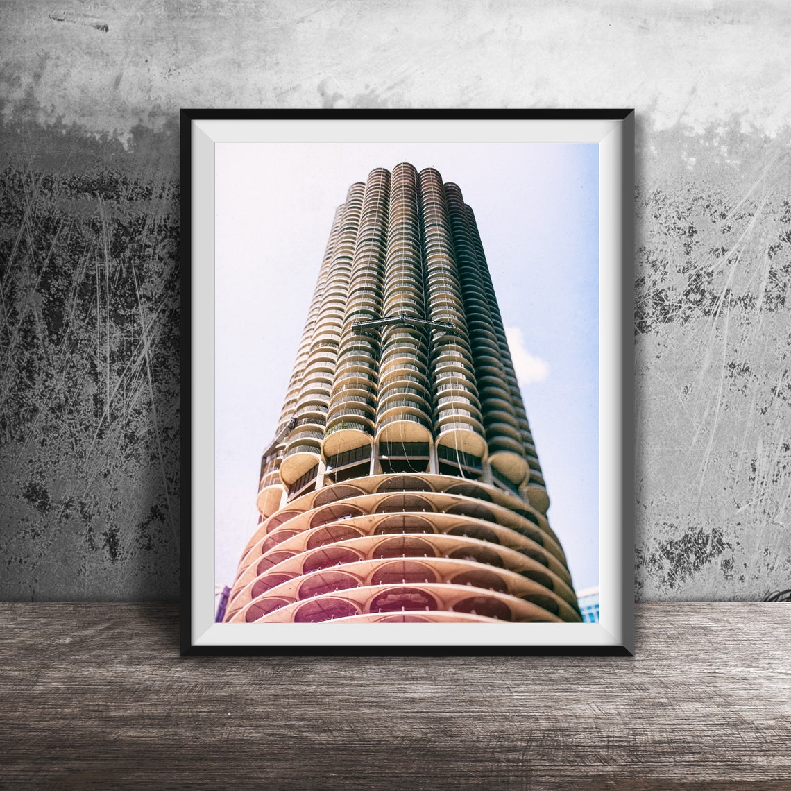 Marina City Chicago Towers View Looking Up Architecture Poster