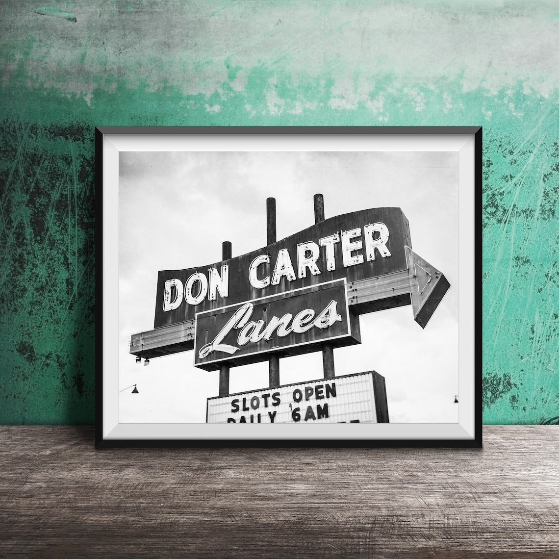 Don Carter Lanes Bowling Alley Vintage Neon Arrow Sign Poster - Image 2