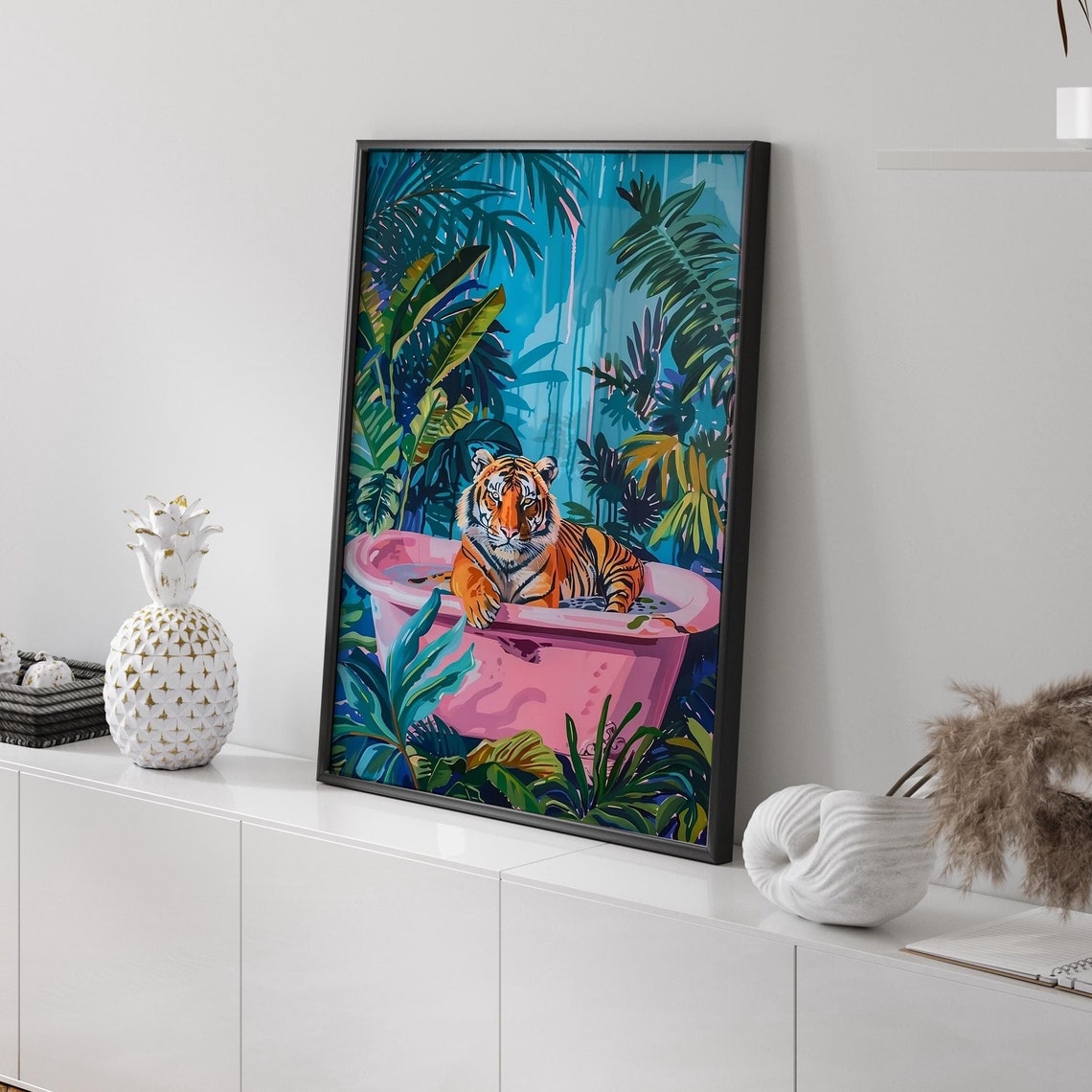 Maximalist Poster Eclectic Wall Art Feminist Wall Decor Wall Art Colorful Poster Trendy Tiger