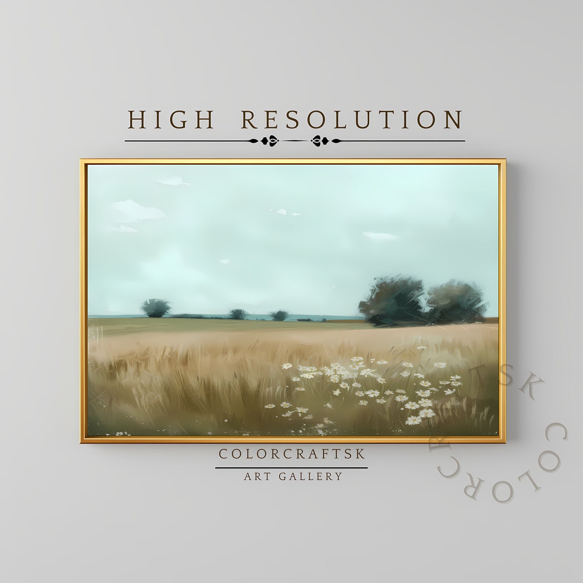 Vintage Wildflower Landscape Art Print
