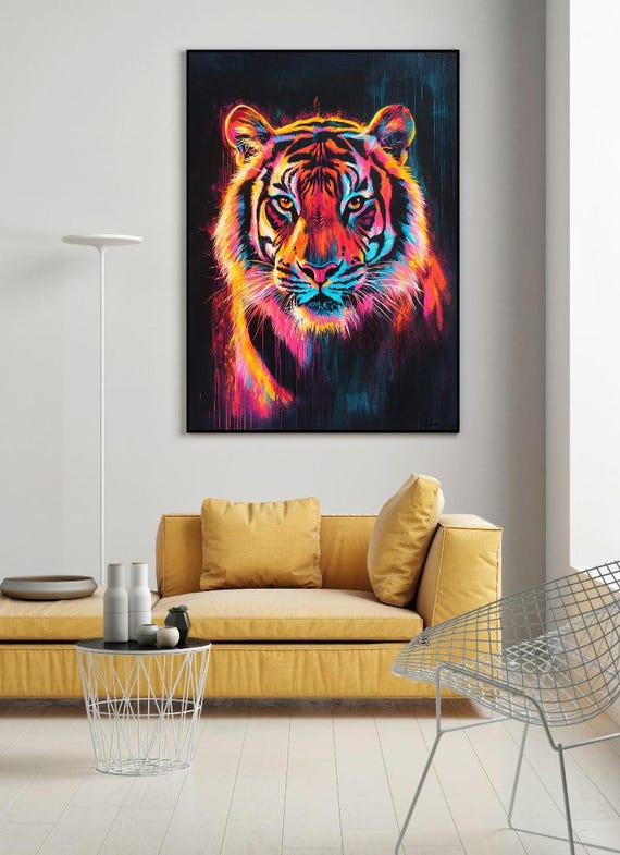 Neon Tiger Wall Art Print