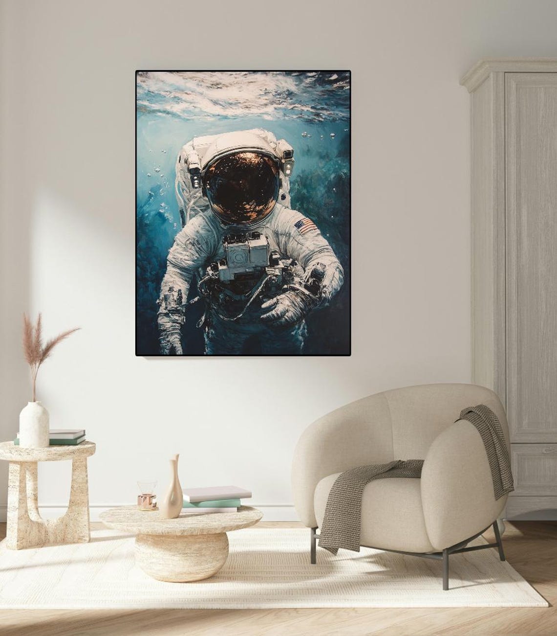 Astronaut In The Ocean Painting Wall Art