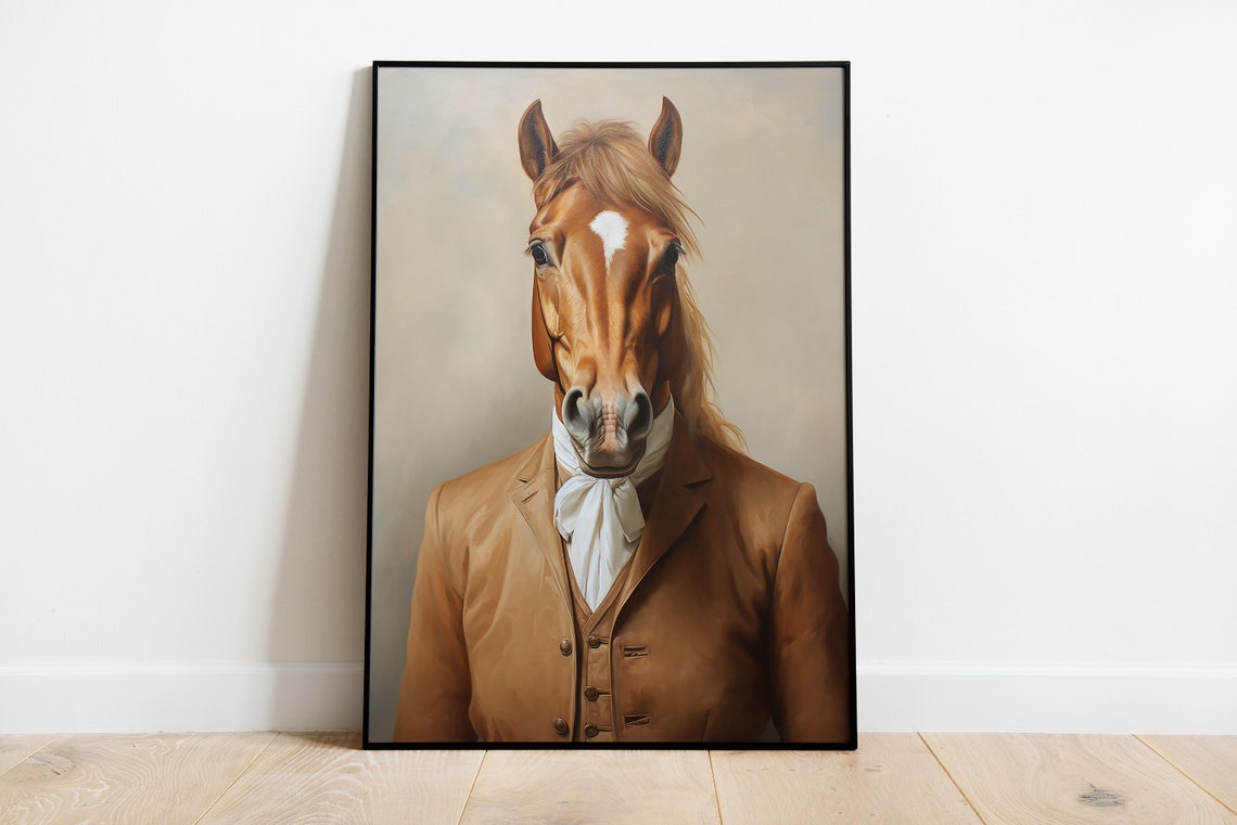 Horse Head In Vintage Suit Renaissance Anthropomorphic Art Poster