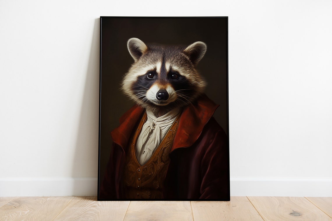 Renaissance Raccoon Portrait Art Print