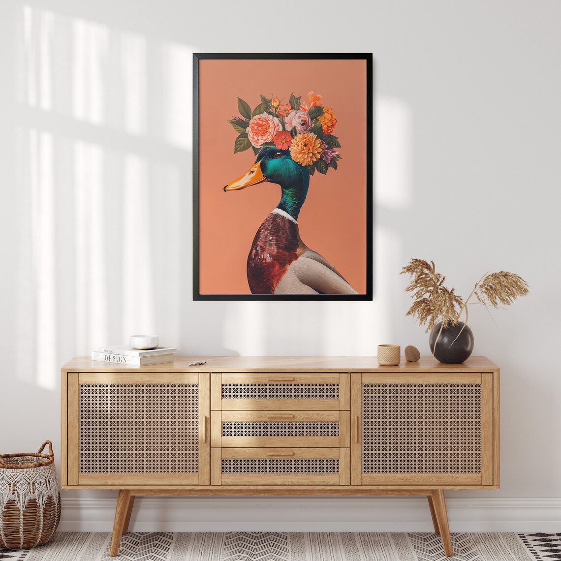 Colourful Mallard Duck Illustration Poster Print - Image 5