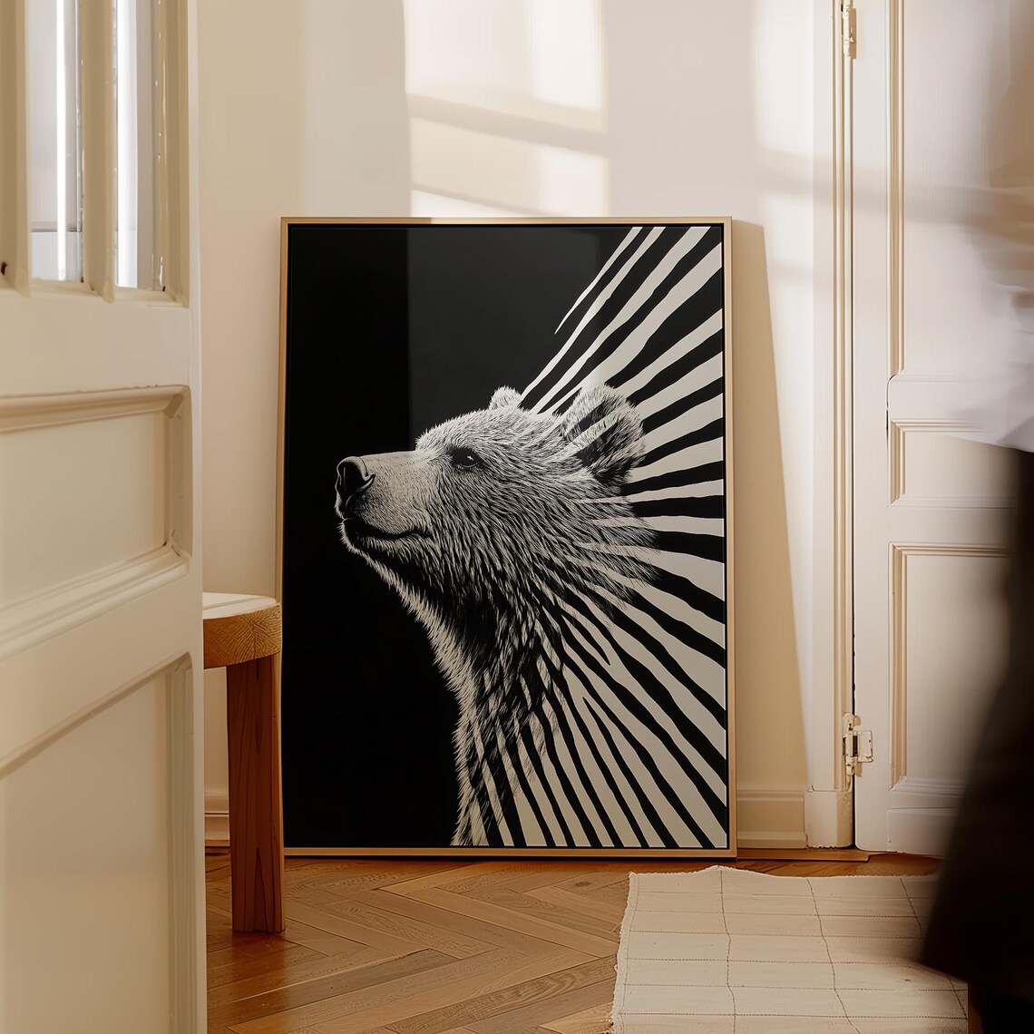 Bear Optical Illusion Canvas Print Modern Animal Wall Art