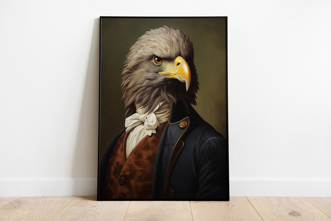 Renaissance Eagle Portrait Victorian Coat Aristocrat Bird Poster