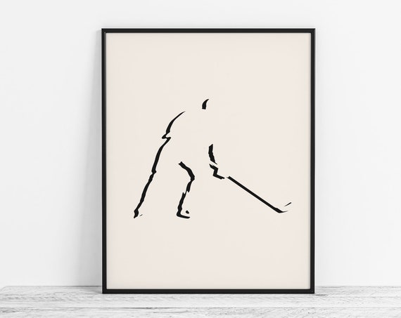 Minimalist Hockey Art Modern Poster Boy Player Gift Abstract Wall Sports Room Decor