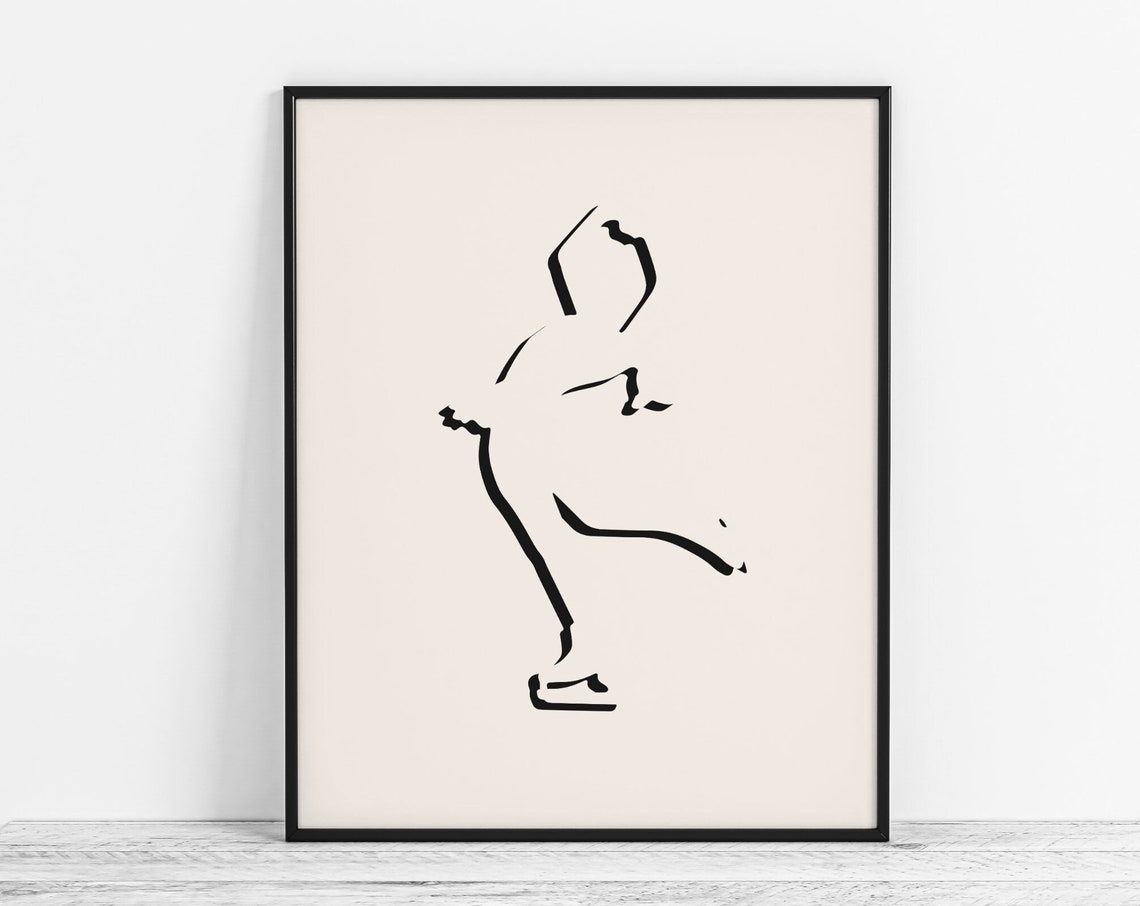 Minimalist Ice Skating Art Modern Girls Poster Skater Gift Abstract Wall Room Decor