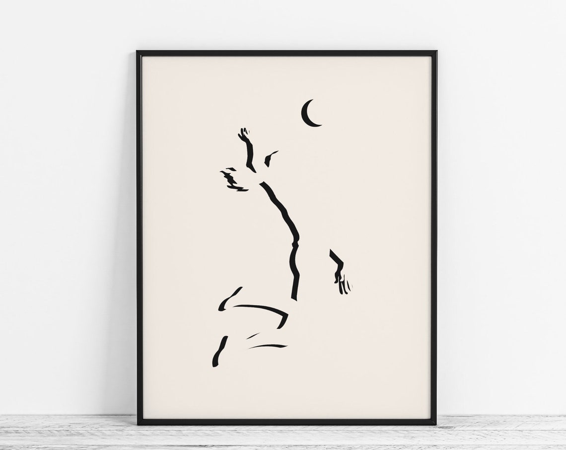 Minimalist Volleyball Art Modern Girls Poster Player Gift Abstract Wall Room Decor