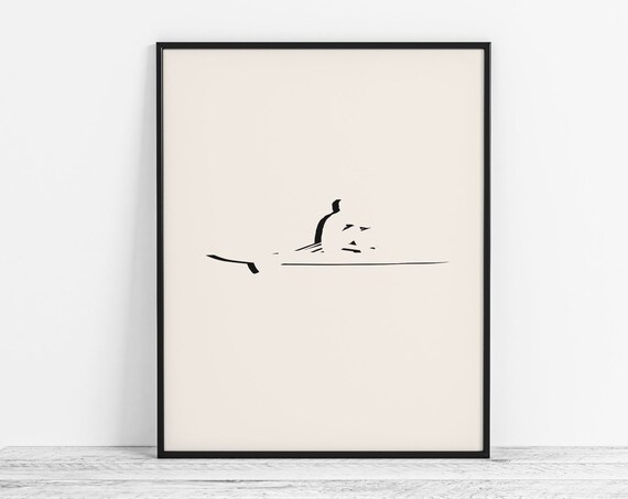Minimalist Rowing Art Poster, Modern Sports Decor