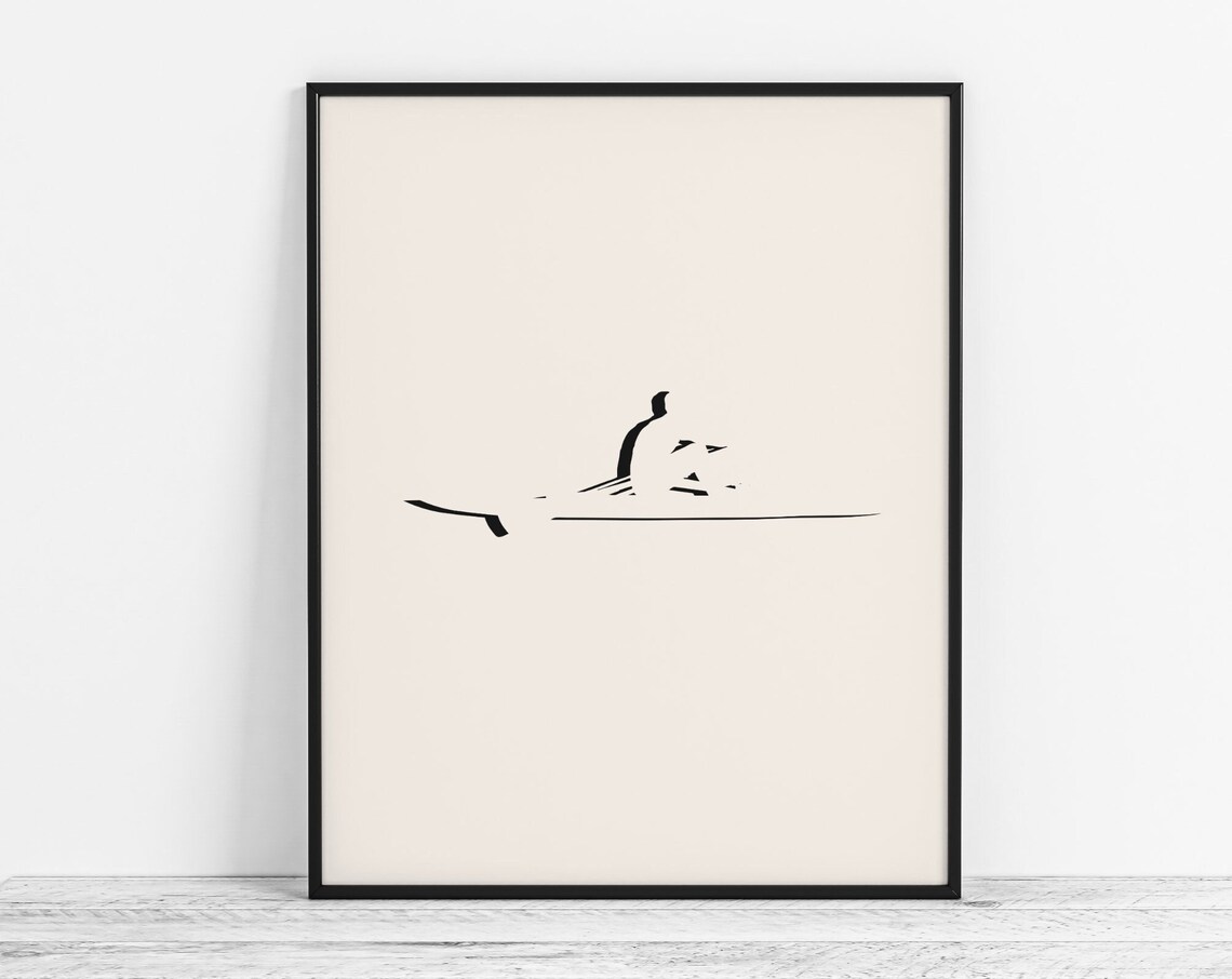 Minimalist Rowing Art Poster, Modern Sports Decor