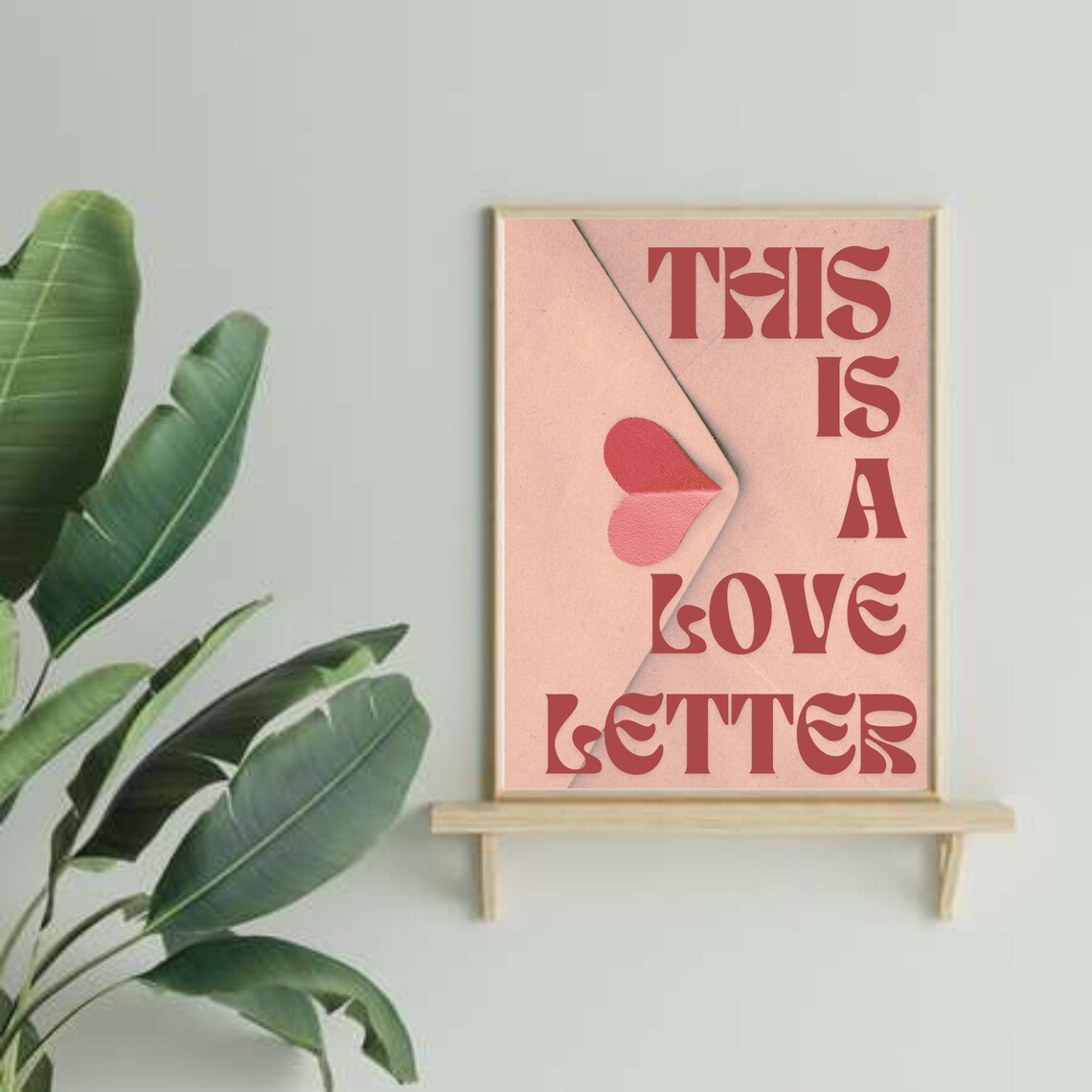 This Is A Love Letter Envelope Red Heart Pink Retro Quote Poster - Image 2