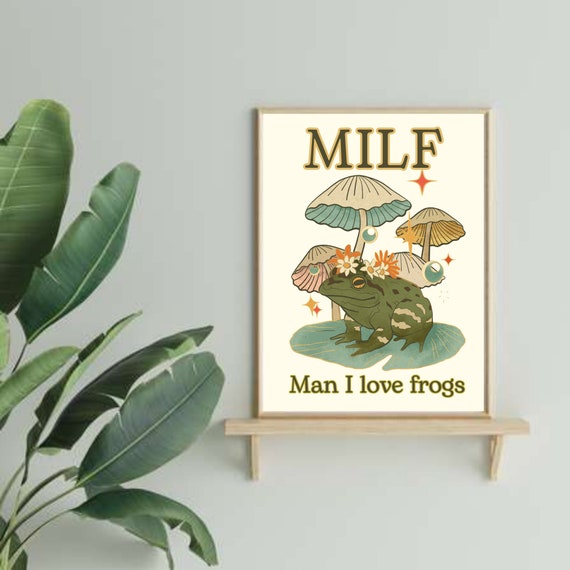 Retro Frog Funny Milf Froggy Poster Frog Lover Art Abstract Wall Art Print Funny Wall Decor Trendy Poster For Room