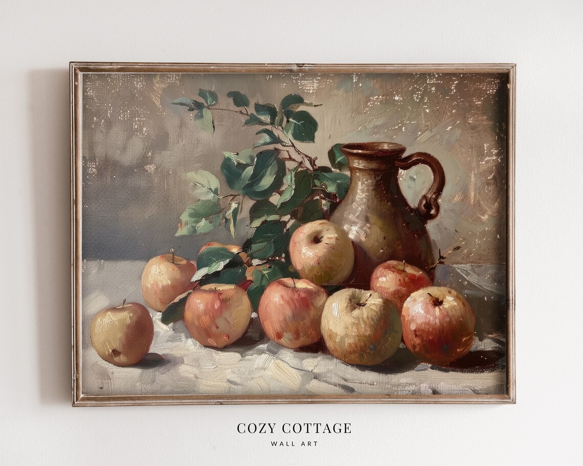 Apples and Jug, Vintage Style Still Life Painting