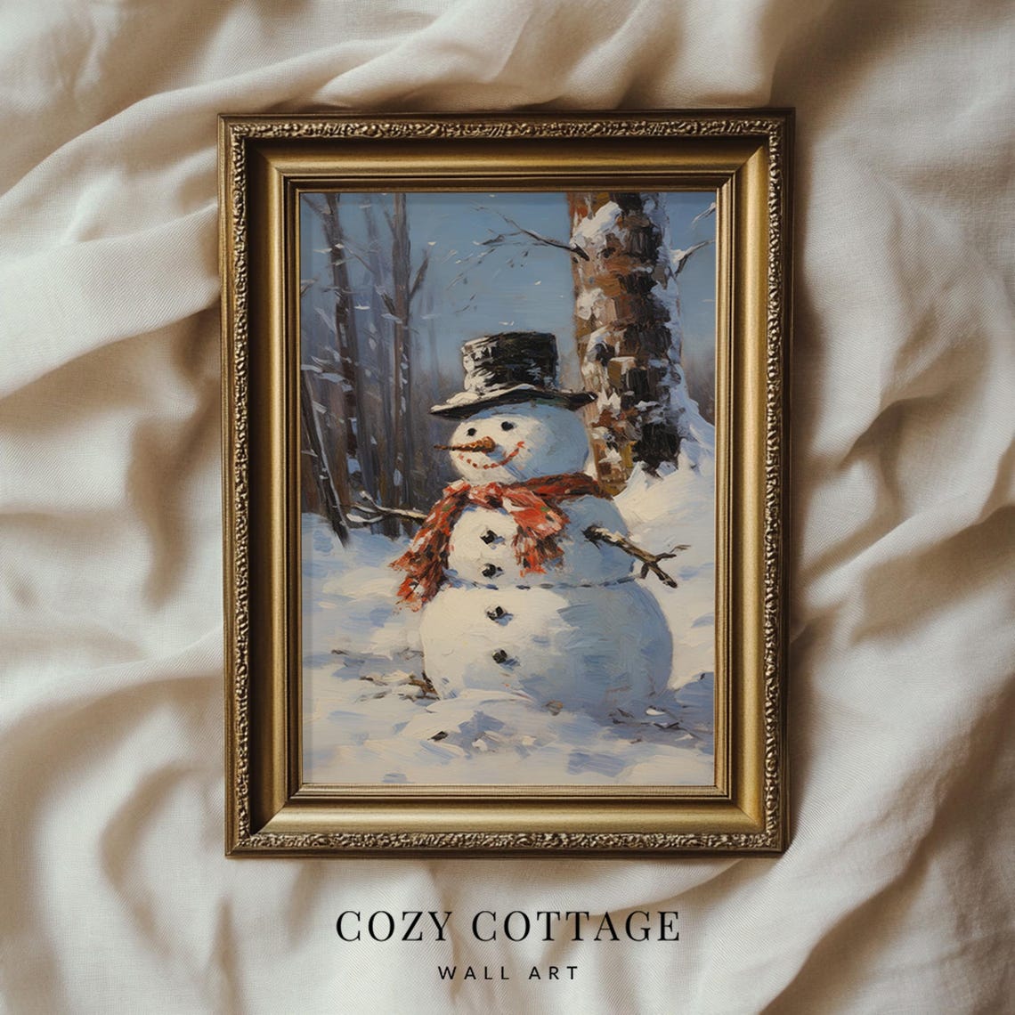 Snowman Vintage-Style Christmas Poster Print