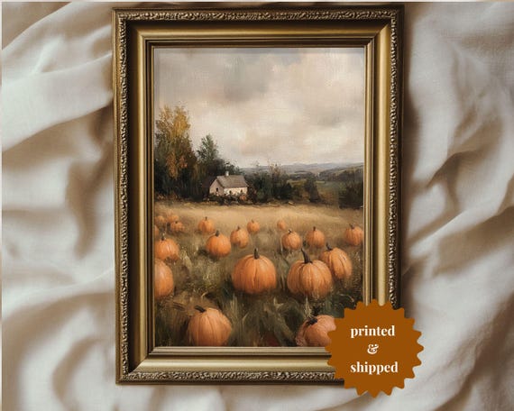 Pumpkin Patch Vintage Style Art Print, Fall Decor