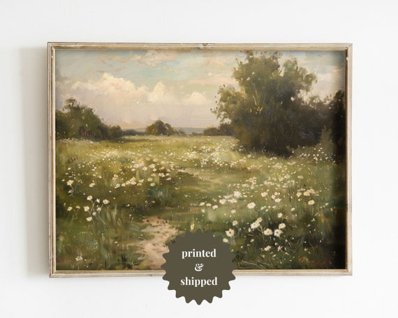 White Flower Field - Vintage Style