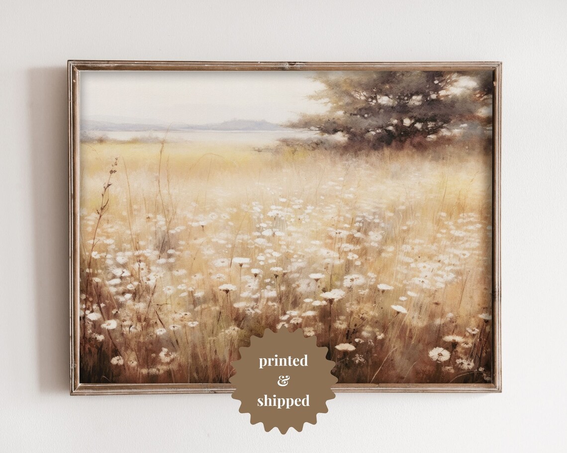 Summer Flower Meadow, Vintage Style Painting