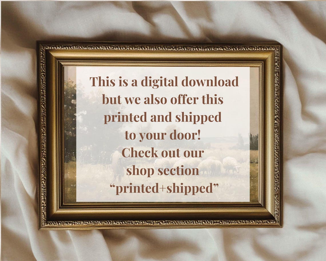 Shepherd And His Sheep Vintage Style Art Print - Image 3