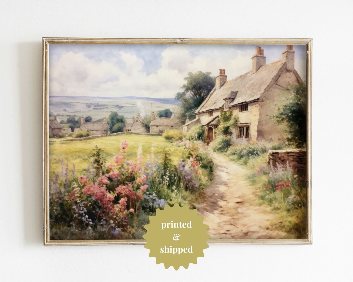 English Country Cottage Vintage-Style Art Print