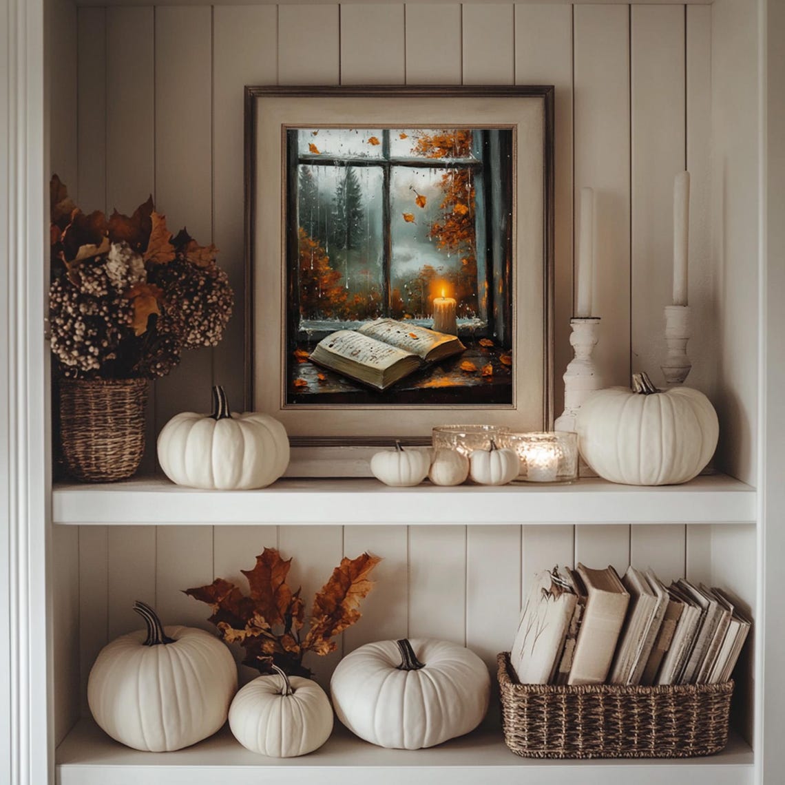 Rainy Autumn Day Cozy Cottagecore Vintage Style Art Print - Image 3