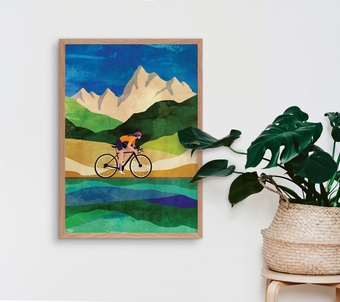 Woman Cyclist Cycling Art Print, Sport Wall Decor - Image 3