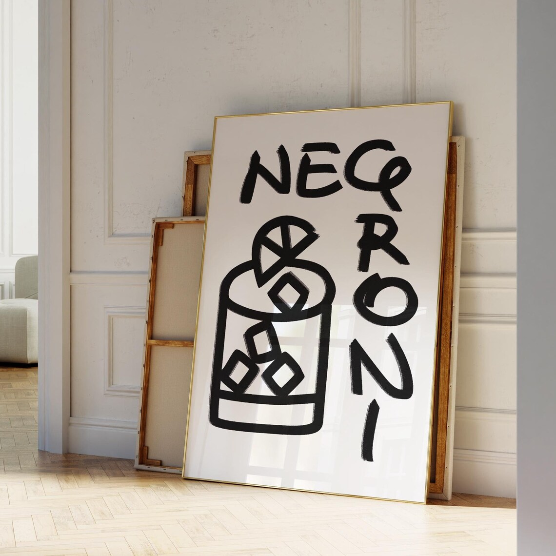 Negroni Abstract Hand-Drawn Kitchen Bar Art Print - Image 4